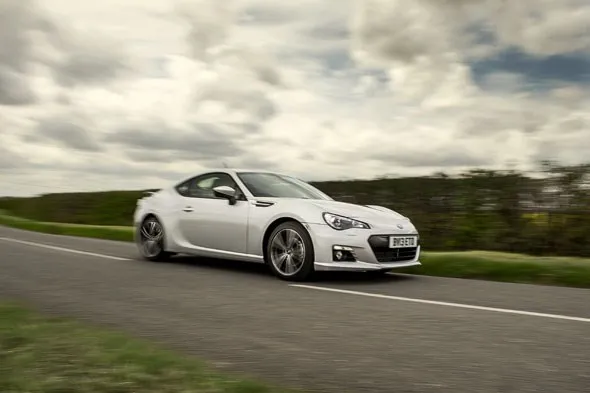 The Subaru BRZ in flat-out cornering mode